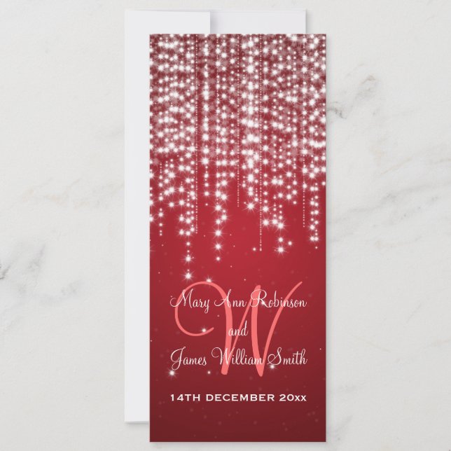 Elegant Wedding Night Dazzle Red Invitation (Front)