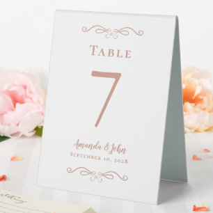 Elegant Wedding Number Calligraphy Rose Gold Pink