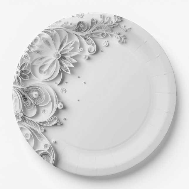 Elegant Wedding Paper Quilling Design Plate (Front)