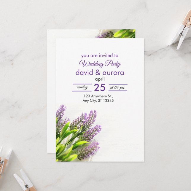 Elegant Wedding Party Invitation  (Front/Back In Situ)