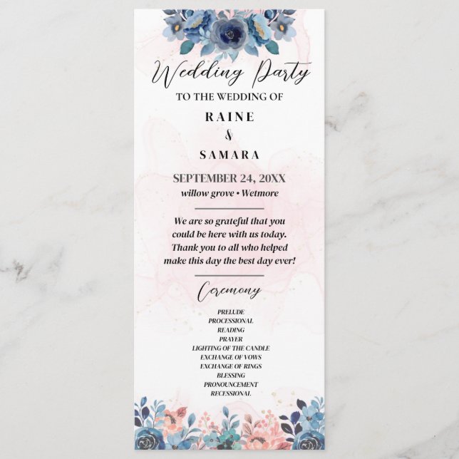 Elegant Wedding Party Program (Front)