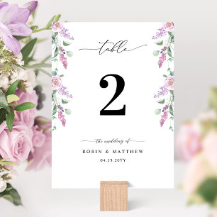 Elegant Wedding Pastel Colour Floral Table Number