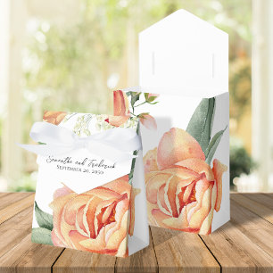 Elegant Wedding Peach Floral Custom Favour Box