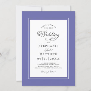 Elegant Wedding Periwinkle Blue Modern Calligraphy Invitation
