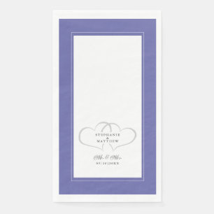 Elegant Wedding Periwinkle Blue Mr & Mrs Hearts Napkin