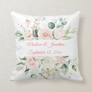 Elegant Wedding Personalised Floral Keepsake Cushion