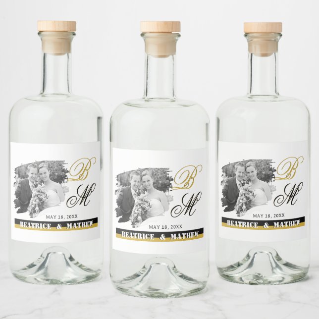 Elegant Wedding Photo Bottle Labels, Anniversary Liquor Bottle Label (Bottles)