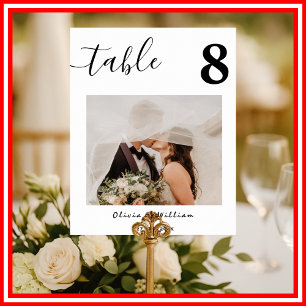 Elegant Wedding PHOTO Calligraphy Table Number  Poster
