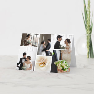 Elegant Wedding Photo Collage Thank You  Card