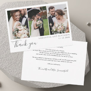 Elegant Wedding  Photo Collage Thank You Card