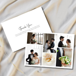 Elegant Wedding Photo Collage Thank You Card