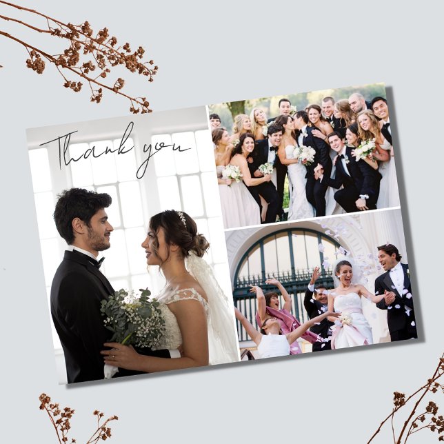 Elegant Wedding Photo Collage Thank You Card (Elegant Wedding Photo Collage Thank You Card)