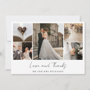 Elegant Wedding Photo Collage Thank You Card