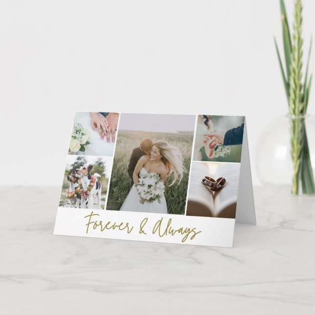 Elegant Wedding Photo Collage Thank You  Card (Front)