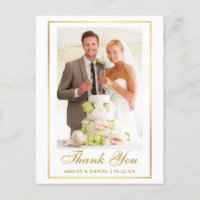 Elegant Wedding Photo Gold Frame Thank You