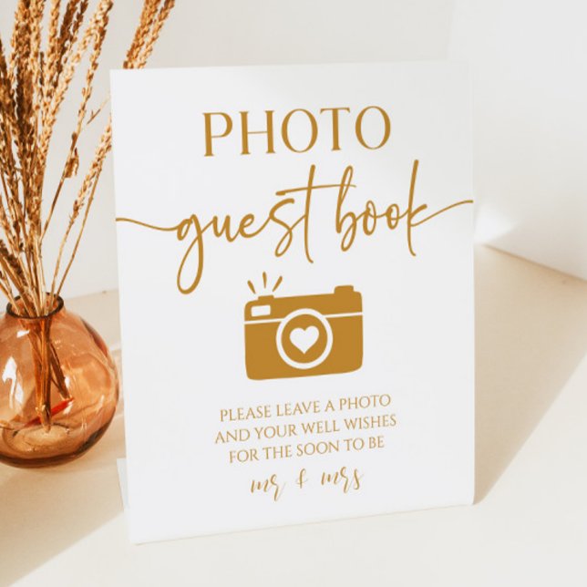 Elegant Wedding Photo Guest Book Table Pedestal Sign (Creator Uploaded)