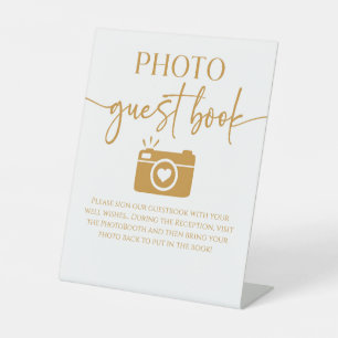 Elegant Wedding Photo Guest Book Table Pedestal Sign