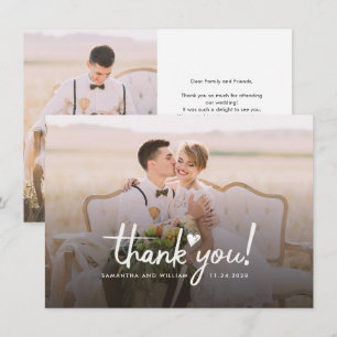 Elegant Wedding Photo Handwritten Thank You Card