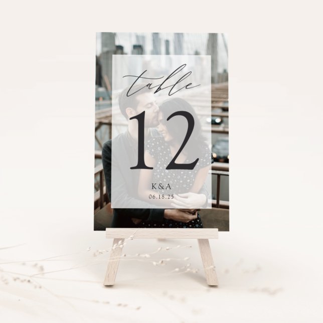 Elegant Wedding Photo Initials & Date Table Number (Creator Uploaded)