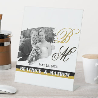 Elegant Wedding Photo Pedestal Sign, Anniversary Sign