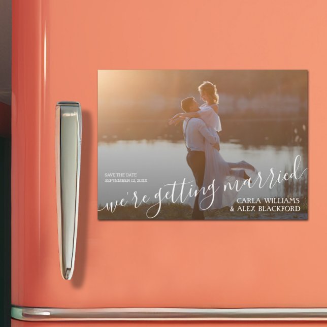 Elegant Wedding Photo Save the Date Magnetic Card (Creator Uploaded)