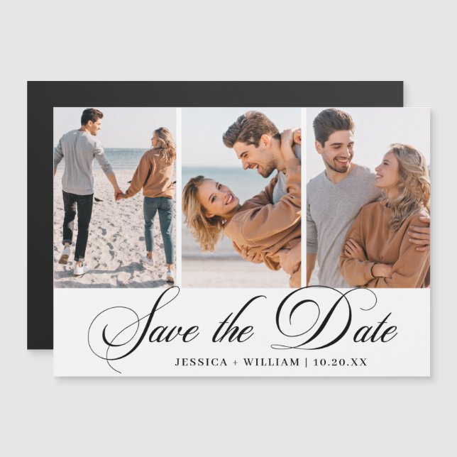 Elegant Wedding PHOTO Save the Date Magnetic Card (Front/Back)