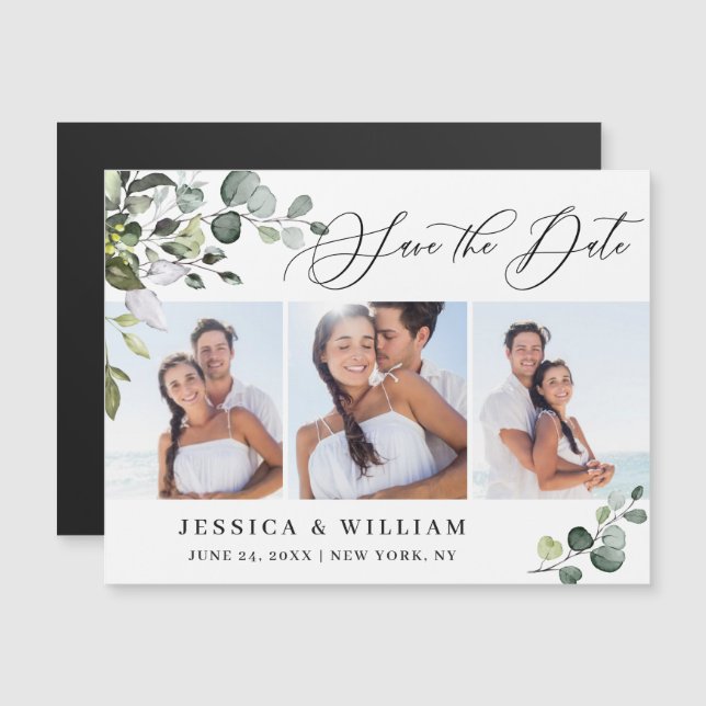 Elegant Wedding PHOTO Save the Date Magnetic Card (Front/Back)