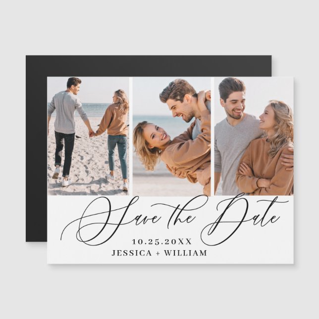 Elegant Wedding PHOTO Save the Date Magnetic Card (Front/Back)
