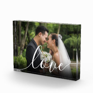 Elegant Wedding Photo Script Love Block