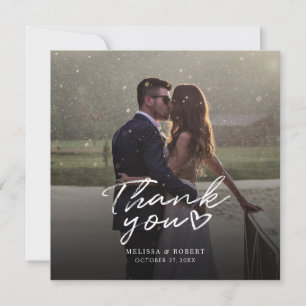 Elegant Wedding Photo Script Thank You Card