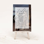 Elegant Wedding Photo Seating Chart Table Number<br><div class="desc">Elegant modern wedding table number cards feature a full bleed vertical photo with your table number overlaid on a sheer white rectangular element with chic calligraphy script accents. Personalise with your table number and individual guest names.</div>