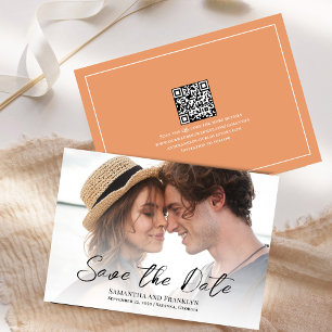 Elegant Wedding Photo Simple Peach Save The Date