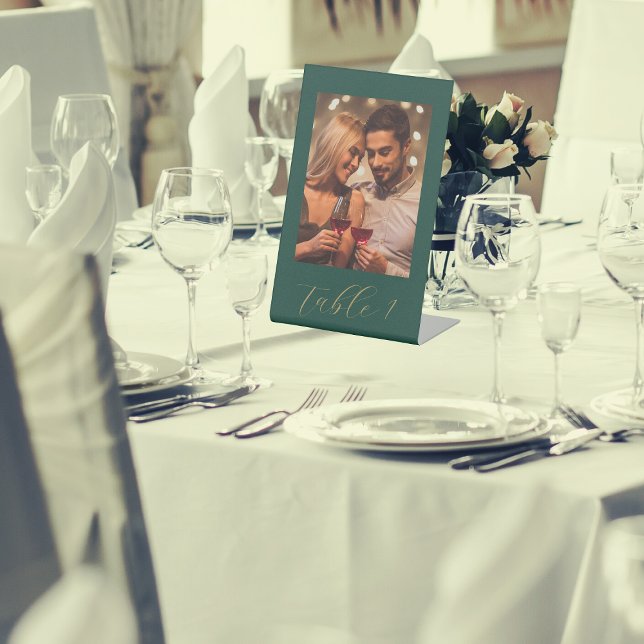Elegant Wedding Photo Table Number Pedestal Sign (In Situ)