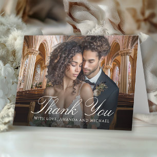 Elegant Wedding Photo Thank You Card