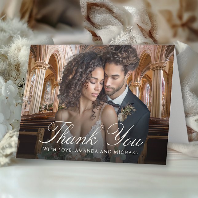 Elegant Wedding Photo Thank You Card (Creator Uploaded)