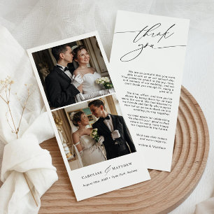 Elegant Wedding Photo Thank You Card with Script