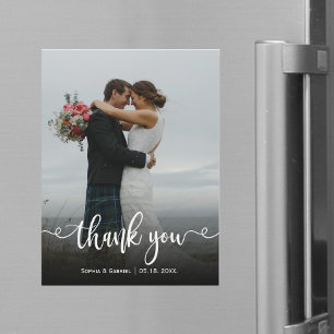 Elegant Wedding Photo Thank You Magnetic Card