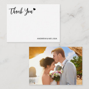 Elegant Wedding Photo Thank You Newlyweds Couple Card