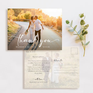 Elegant Wedding Photo Thank You Postcard