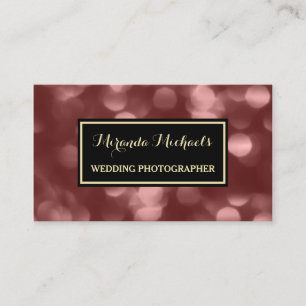 Elegant Wedding Photographer Glamourous Brown Boke Business Card