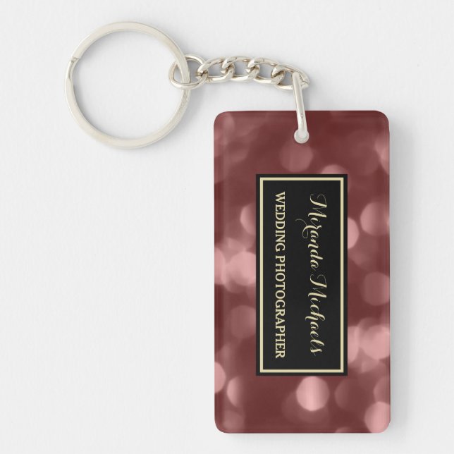 Elegant Wedding Photographer Glamourous Brown Boke Key Ring (Front)