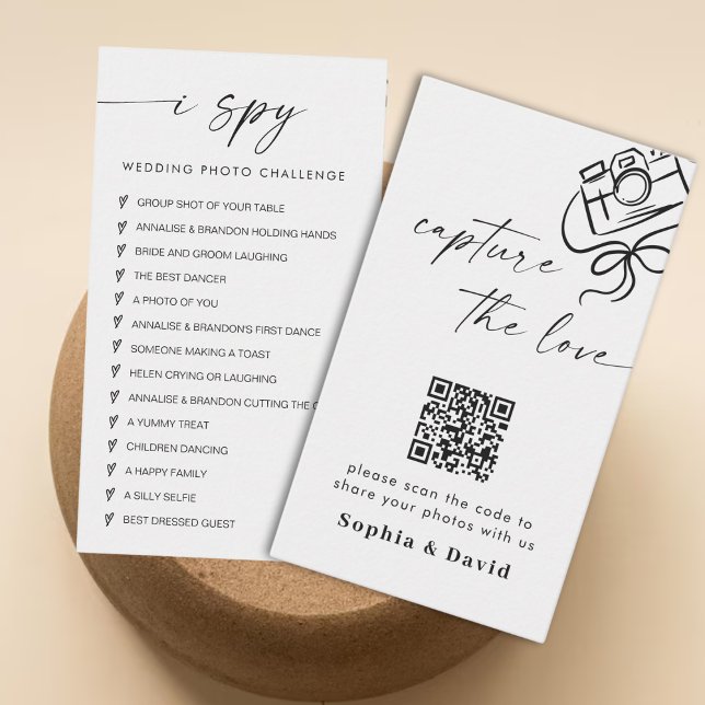 Elegant Wedding Photos Capture The Love QR Code Enclosure Card (Creator Uploaded)