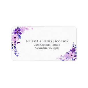 Elegant Wedding Pink Blue Purple Address Label
