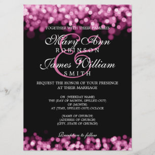 Elegant Wedding Pink Lights Invitation