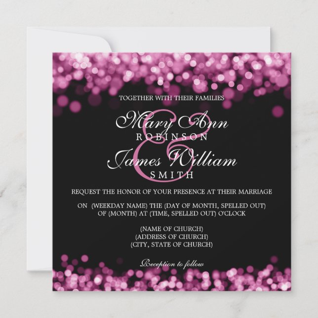 Elegant Wedding Pink Lights Invitation (Front)