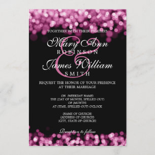 Elegant Wedding Pink Lights Invitation