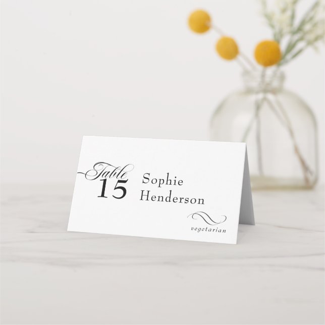 Elegant Wedding Place Cards | Meal Choice (Front)