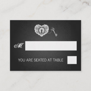 Elegant Wedding Placecards Key To My Heart Black