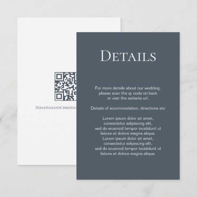 Elegant Wedding Plain Simple QR Code Enclosure Card (Front/Back)