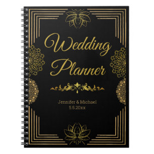 elegant wedding planner black golden Indian  Notebook